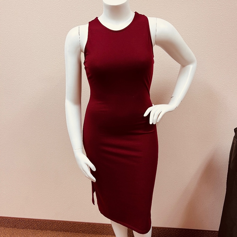 A New Day Racerback Midi Bodycon Dress / Maroon, Size Medium
